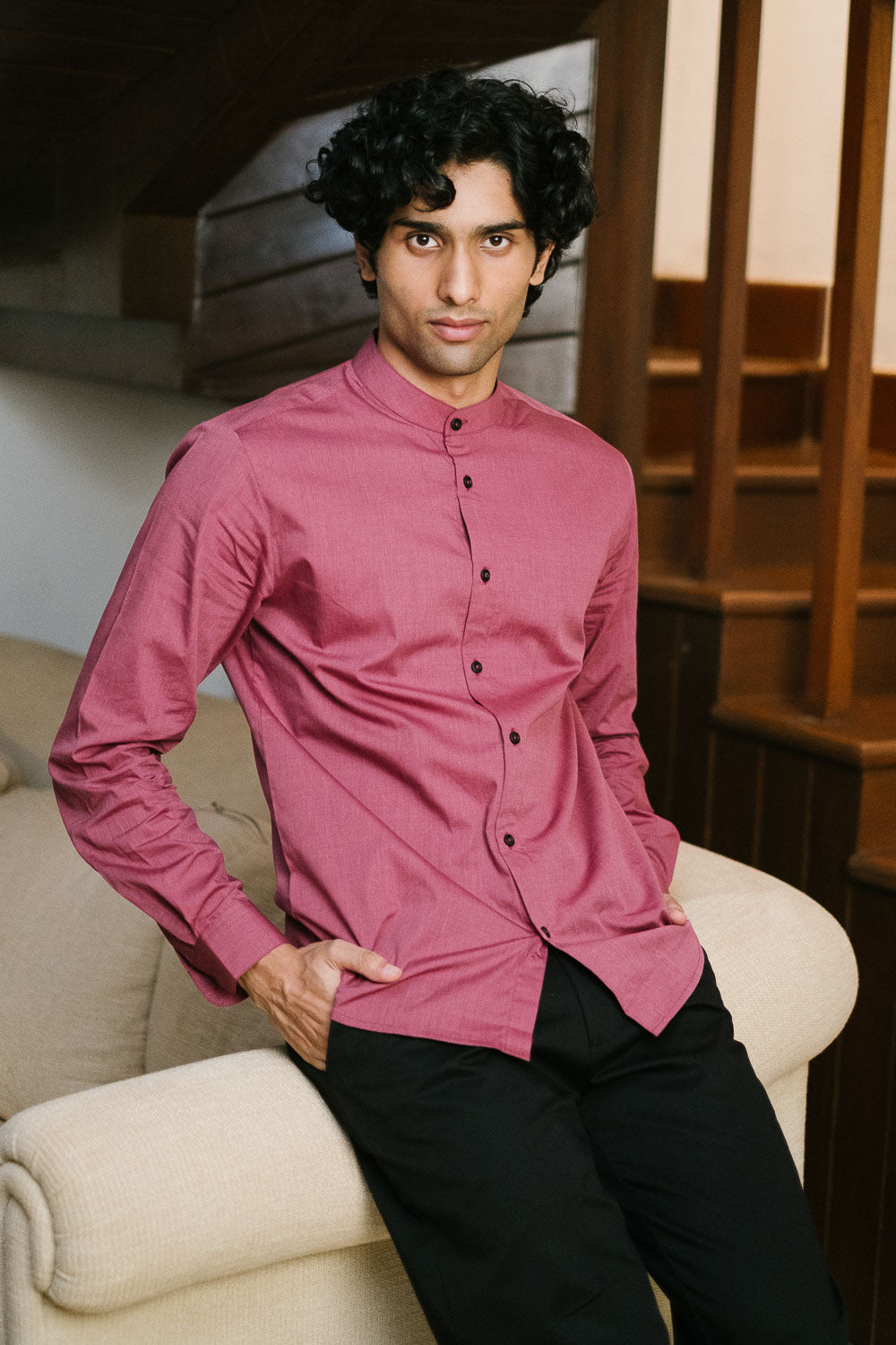 Buy Egyptian Cotton Shirt- Light Pink by Designer CREATURES OF