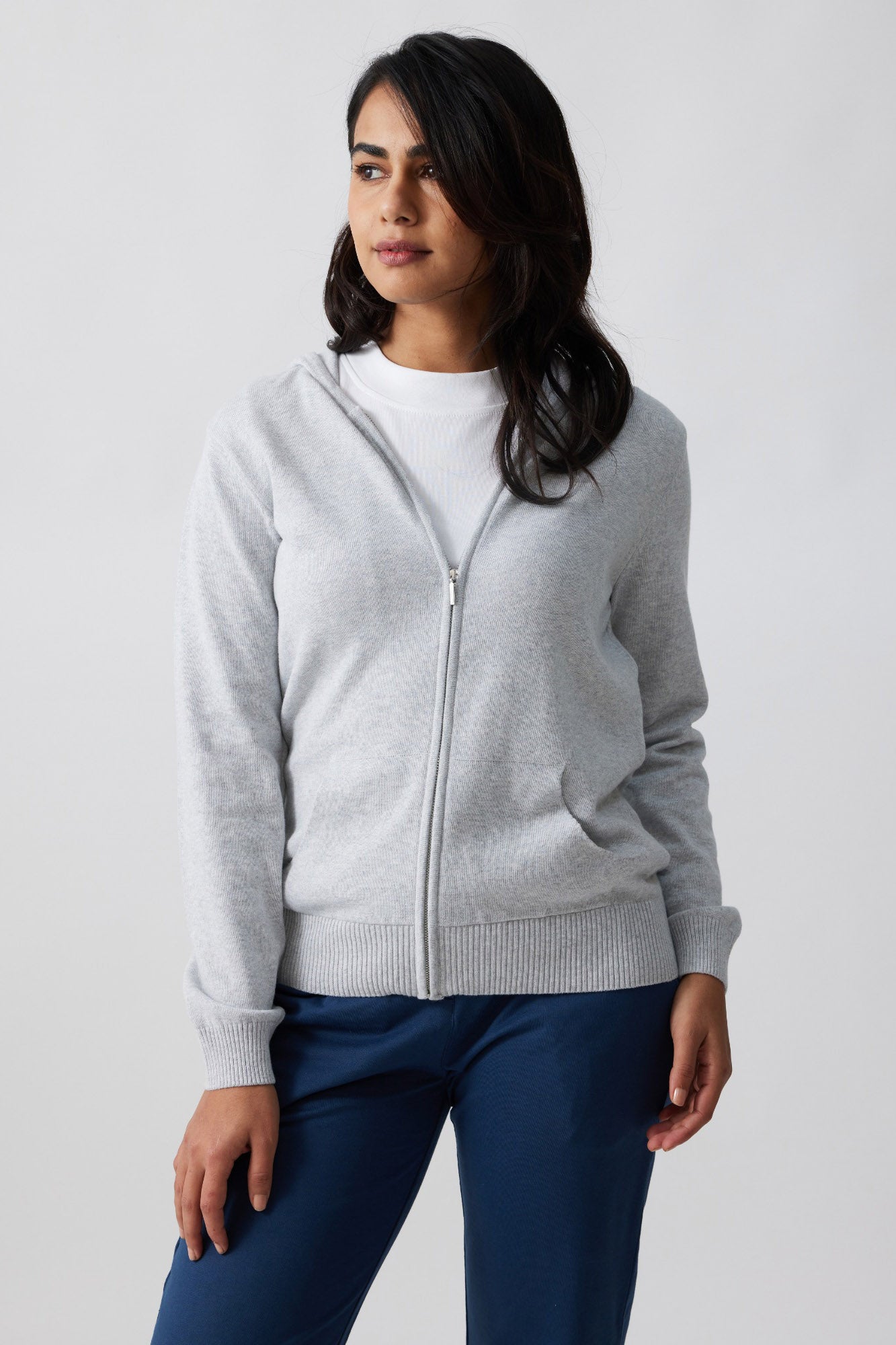 Womens Hoodies  The Zip-up Hoodie Pebble Grey