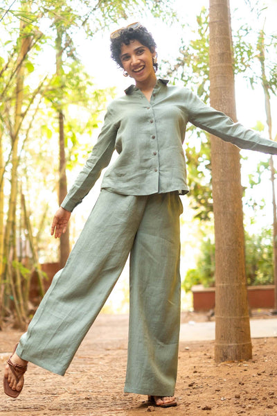 Linen Co-ord Set with Day Shirt and Oversized Pants | Creatures of Habit