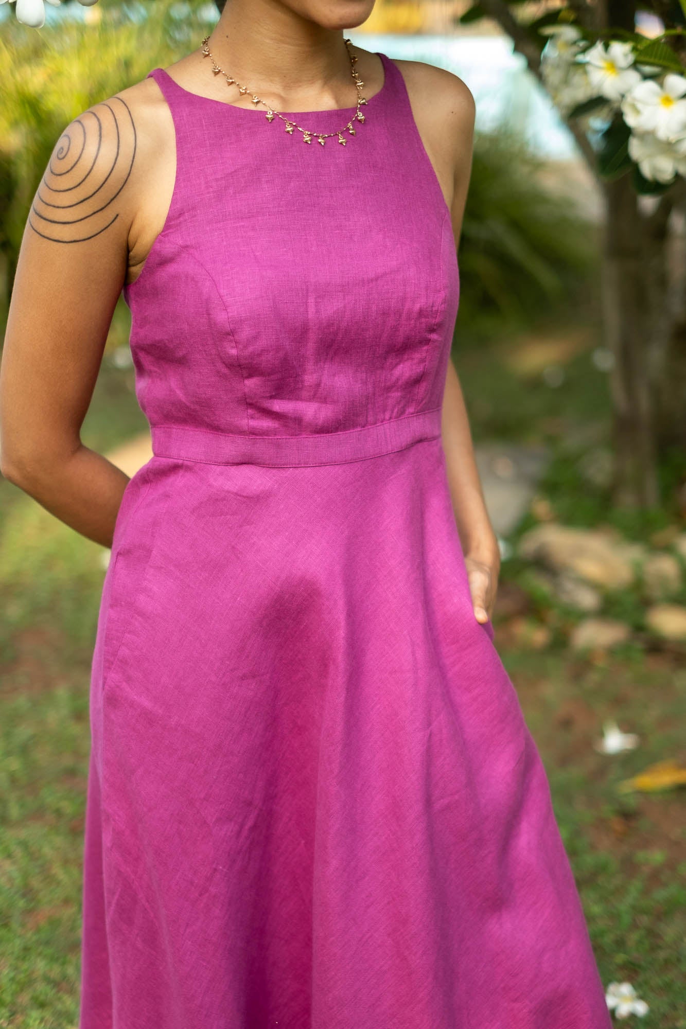 The Linen Cutaway Maxi Dress | Creatures of Habit