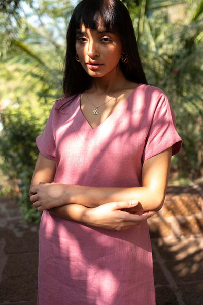 The Linen V Neck Shift Dress | Creatures of Habit