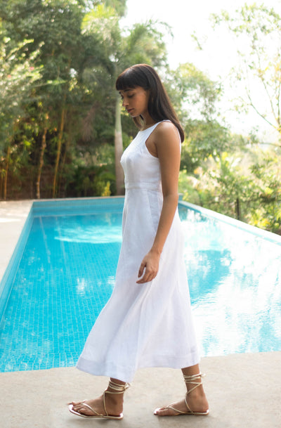 The Linen Cutaway Maxi Dress | Creatures of Habit