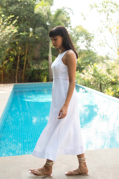 The Linen Cutaway Maxi Dress | Creatures of Habit