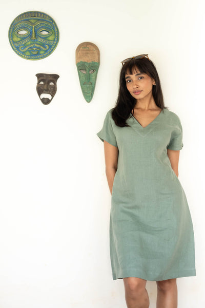 The Linen V Neck Shift Dress | Creatures of Habit