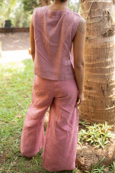 Linen Co-ord Set with Sleeveless Shirt and Oversized Pants | Creatures of Habit