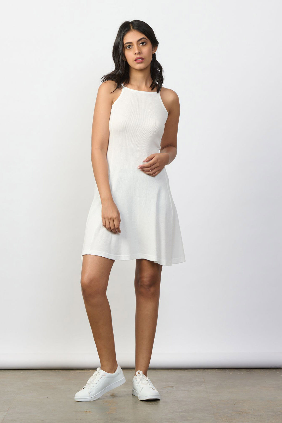 The Rib Skater Dress for Women Mashmallow White