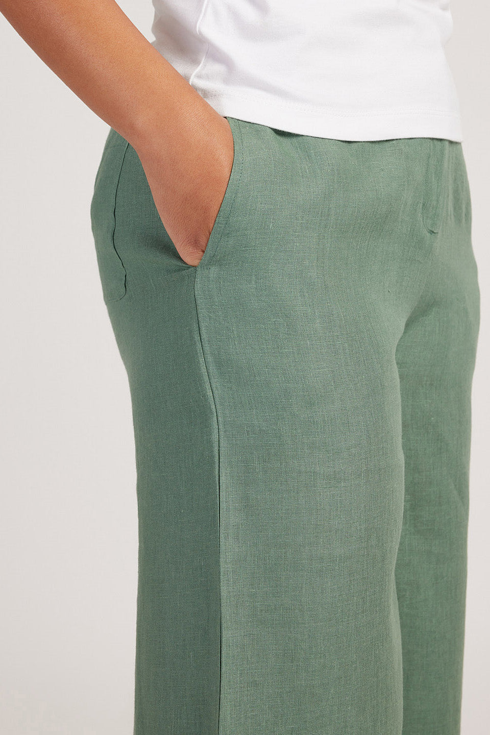 Buy Linen Wide Leg Pants for Women Sage Green Online